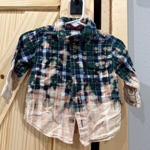 “Tis The Season” Plaid Button Down Shirt in Blue and Tan